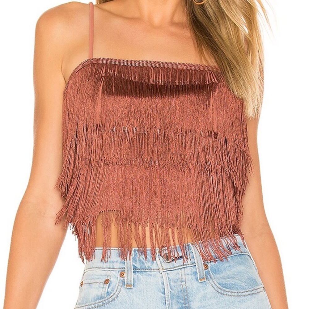 Pink Fringe Corset Crop Top